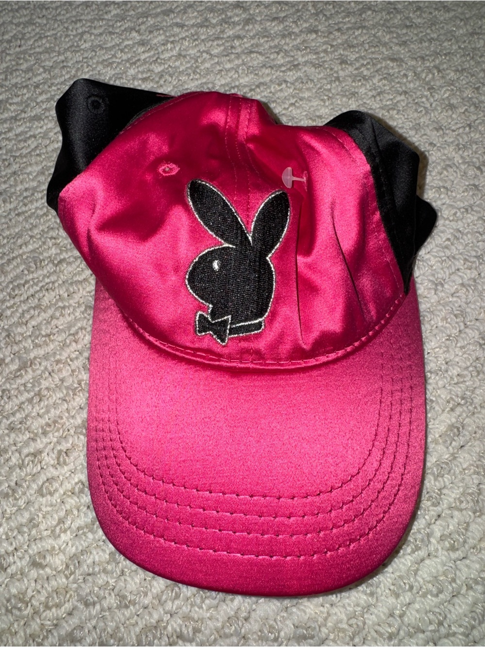 PLAYBOY Hot Pink and Black Satin Baseball Cap